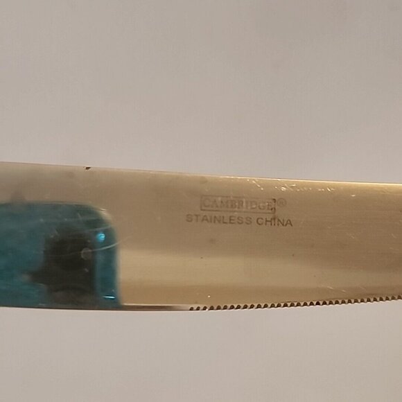 5 Cambridge Carlyle Dinner Knives Stainless 18/8 Rope Edge Flatware Tarnished - Picture 12 of 12